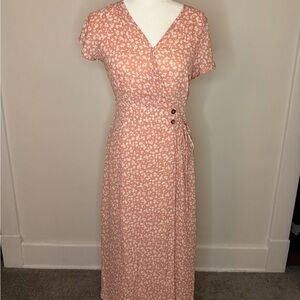 Floral Wrap Dress in Peach